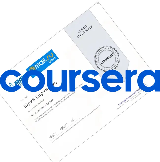Coursera: https://www.coursera.org/learner/yury-kornienko-one